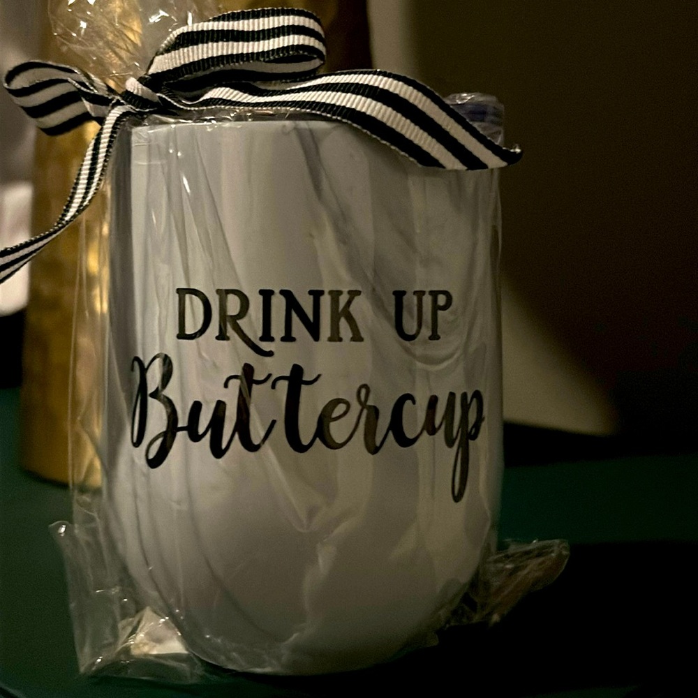 Steel Wine Tumbler with clear lid and silicone straw…perfect for summer drinks